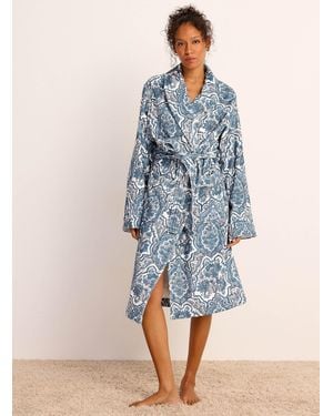 Liberty Charlton Terry Bathrobe Made With Fabric - Blue