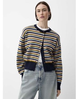 FRNCH Touch Of Wool Colourful Stripes Cardigan - Blue