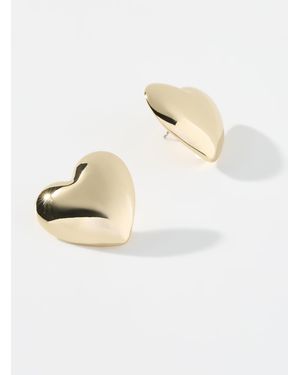 Pilgrim Large Shimmery Heart Earrings - Metallic