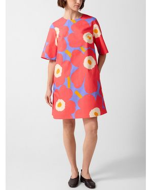 Marimekko Kukkiva Unikko Poplin Dress - Red