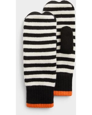 Mads Nørgaard Pure Wool Striped Mittens - Black