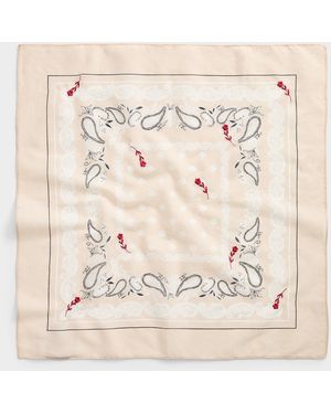 Simon's 100% Cotton Paisley And Embroidery Scarf - Natural