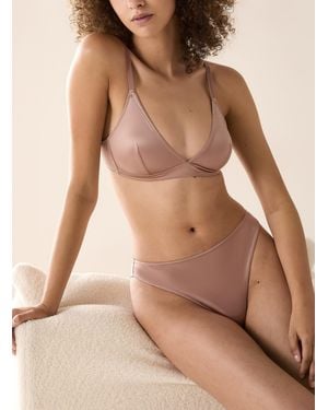 Miiyu Solid Satiny Triangle Bralette - Natural