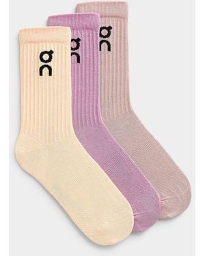 On Shoes Logo Crew Socks Set Of 3 - Pink