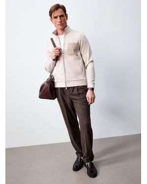 Reiss Grey Heather Velvety Jersey Jacket - White