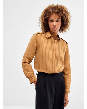 Sessun Ginnima Buttoned Shoulders Striped Shirt - Blue