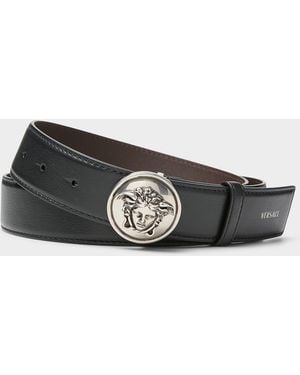 Versace Medusa Round Buckle Belt - Black