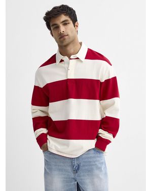 Le 31 Striped Rugby Polo - Red