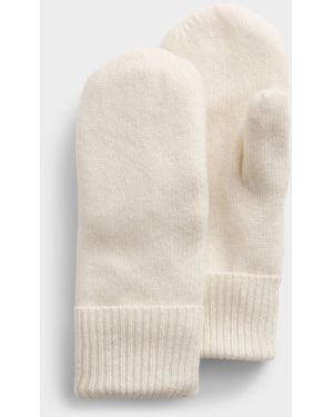 Simon's Pure Wool Ribbed Cuff Mittens - Natural