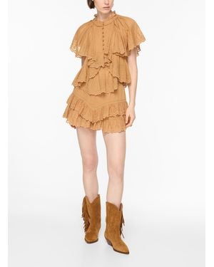 Isabel Marant Jocadia Broderie Anglaise Ruffled Short - White