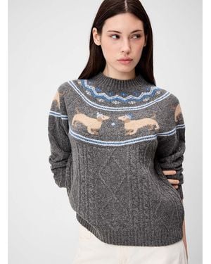Twik Patterned Bands Sweater - Grey