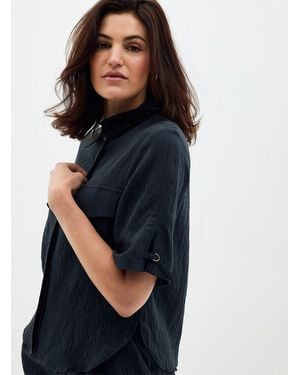 Sessun Simonin Textured Stripe Pocket Shirt - Blue