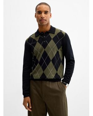 Le 31 English Argyle Polo - Black