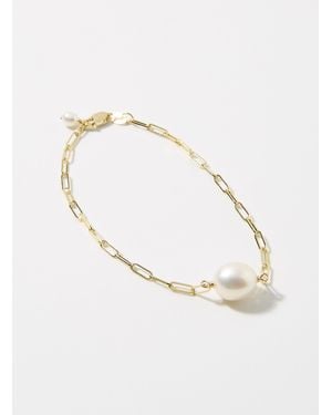 POPPY FINCH Large Pearl Paperclip Bracelet - White
