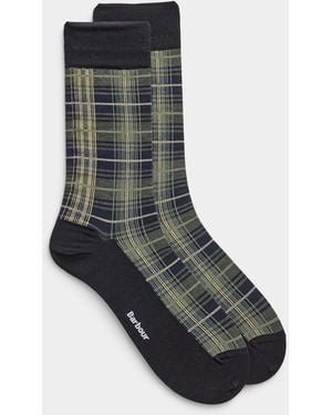 Barbour Fine Knit Check Dress Socks - Black