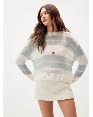 ONLY Mixed Stripes Thin Knit Sweater - Grey