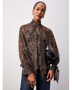 Reiss Charlotte Golden Paisley Tie - Brown