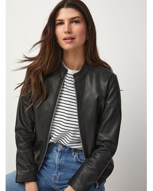 Contemporaine Black Leather Crew