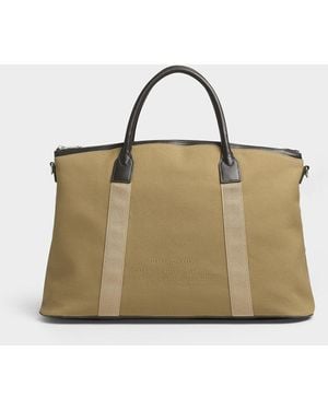 Paul Smith Canvas And Leather Signature Weekender Bag - Natural