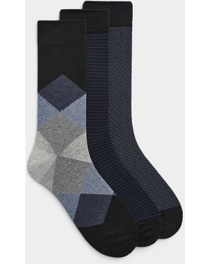 Le 31 Elegant Pattern Dress Socks 3 - Blue