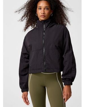 I.FIV5 Crisp Nylon Cropped Windbreaker Jacket - Blue