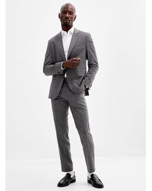 HUGO Grey Windowpane Check Suit Extra Slim Fit