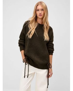 Twik Braided Details Loose Sweater - Black