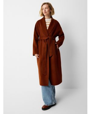 Contemporaine Reprocessed Wool Belted Overcoat - Red