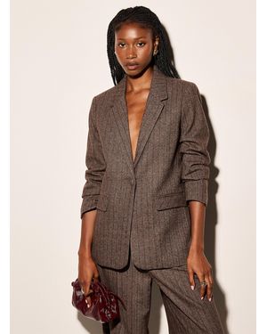 Icône Oversized Boxy Reprocessed Wool Blazer - Brown