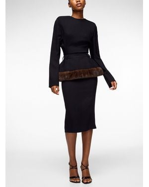 Stella McCartney Overlaid Belted Waist Midi Dress - Black