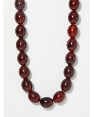 Pilgrim Still Burgundy Resin Bead Necklace - Pink