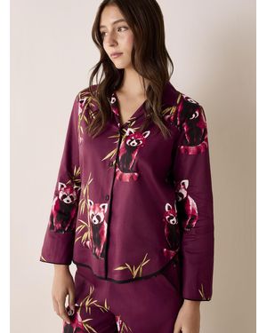 Cyberjammies Red Pandas Piped Lounge Shirt - Purple