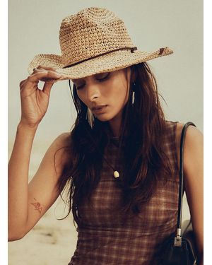 Rip Curl Suede Cord Woven Straw Western Hat - Natural