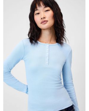 Twik Fitted Ribbed Henley T - Blue