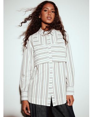 Damson Madder Layered Camisole Effect Poplin Shirt - White