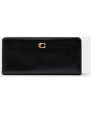 COACH Leather Thin Wallet - Black