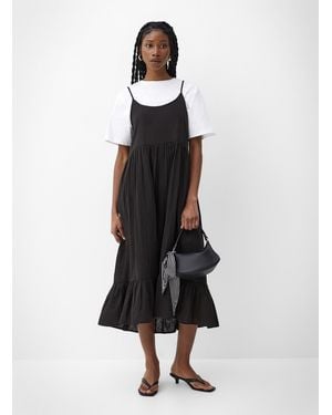 Ichi Tiered Pure Cotton Gauze Maxi Dress - White