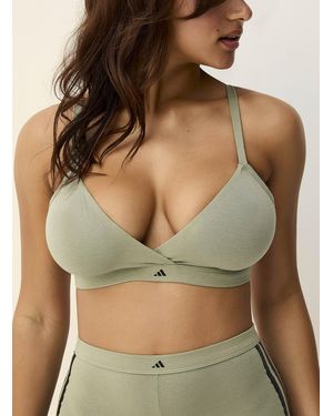 adidas Signature Stripe Solid Triangle Bralette - Green