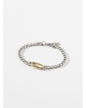Midi34 Dave Gold Snap Hook Silver Chain Bracelet - White