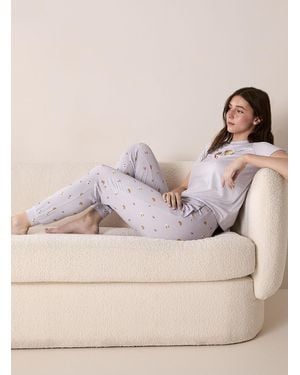 Miiyu Adorable Pattern Flowy Lounge Pant - Natural