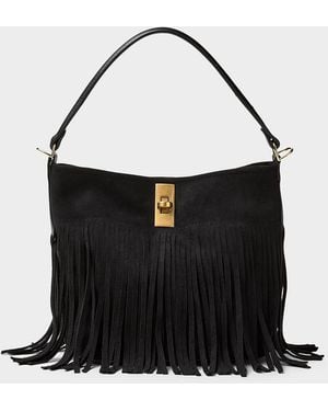 Simon's Fringed Faux - Black
