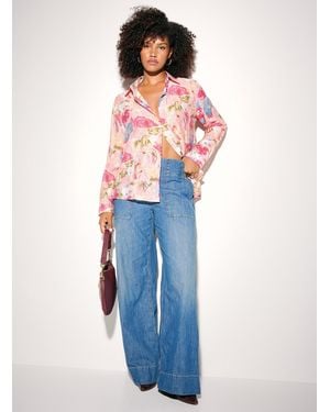 Icône Watercolour Flowers Lightweight Shirt - Blue