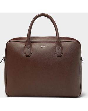 BOSS Northon Regenerated Leather Briefcase - Brown
