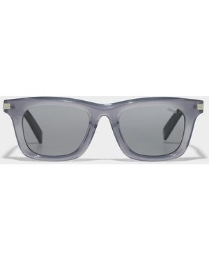 ZEGNA Sculpted Acetate Rectangular Sunglasses - Grey