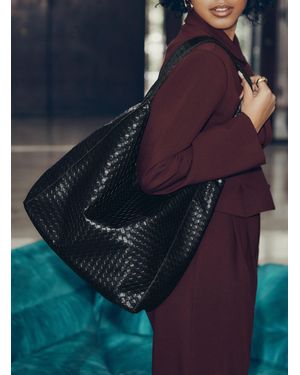 Simon's Basketweave Hobo Bag - Black