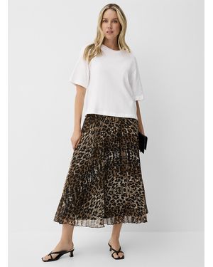 Soaked In Luxury Zakira Evelina Leopard Pleated Skirt - White