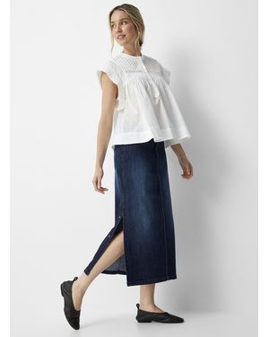 DUER Performance Side Slit Denim Skirt - White