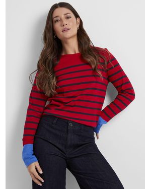 Contemporaine Striped Slub Organic Cotton T - Red