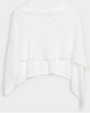 Parkhurst Pointelle Knit Cropped Poncho - White