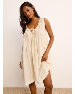 Desmond & Dempsey Loose Sheer Beige Nightgown - Natural